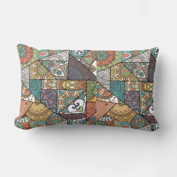 Mandala Pattern In Patchwork Quilt Design (browns) Lumbar Pillow by PicturesByDesign at Zazzle