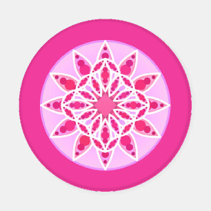 Mandala Pattern in Pink, Fuchsia and White  Coaster Set