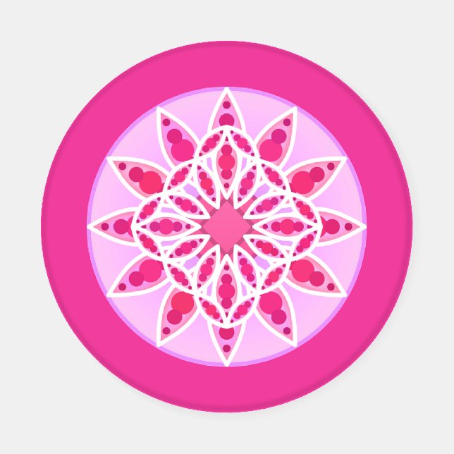 Mandala Pattern in Pink, Fuchsia and White  Coaster Set (Single)