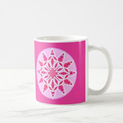 Mandala Pattern in Pink Fuchsia and White Coffee Mug
