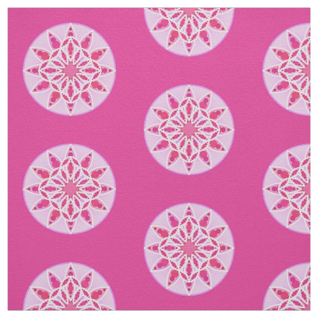 Mandala pattern in pink, fuchsia and white fabric (Swatch)
