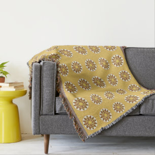 Mandala pattern in shades of chocolate and gold throw blanket