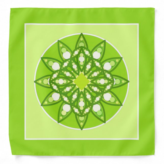 Mandala pattern in shades of lime green bandana (Front)