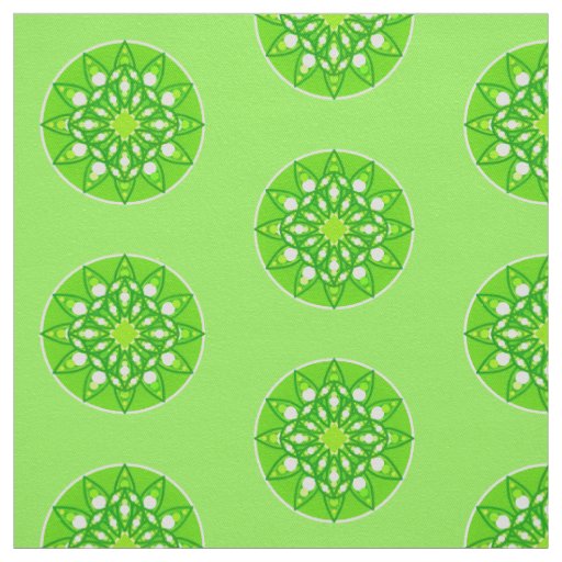 Mandala pattern in shades of lime green fabric