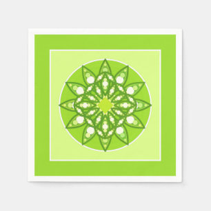 Mandala pattern in shades of lime green paper napkins