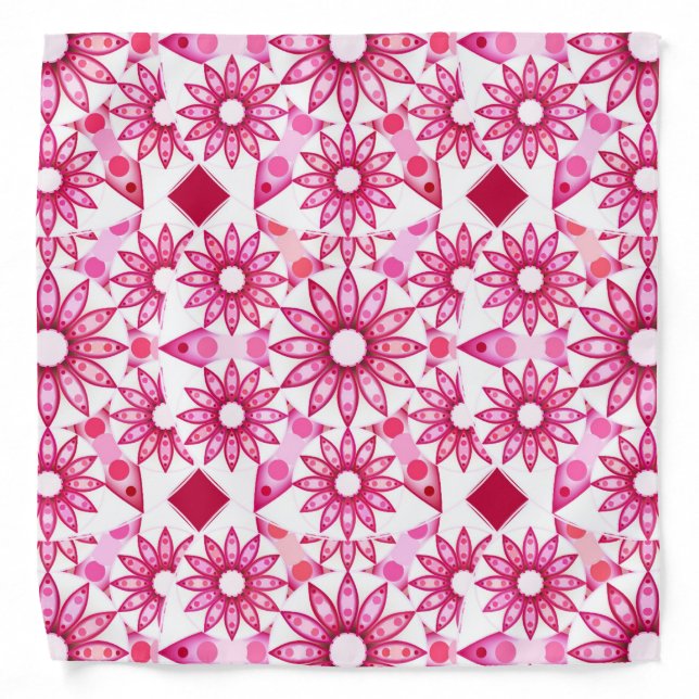 Mandala pattern in shades of pink, maroon bandana (Front)
