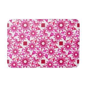 Mandala pattern in shades of pink, maroon bathroom mat