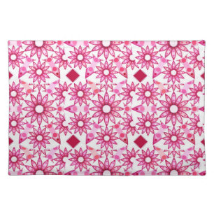 Mandala pattern in shades of pink, maroon cloth placemat