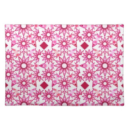 Mandala pattern in shades of pink maroon cloth placemat