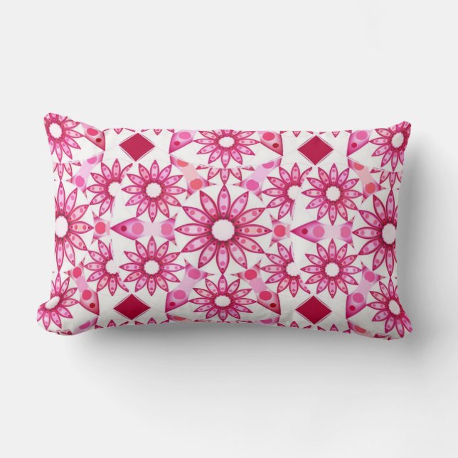 Mandala pattern in shades of pink, maroon lumbar pillow (Front)