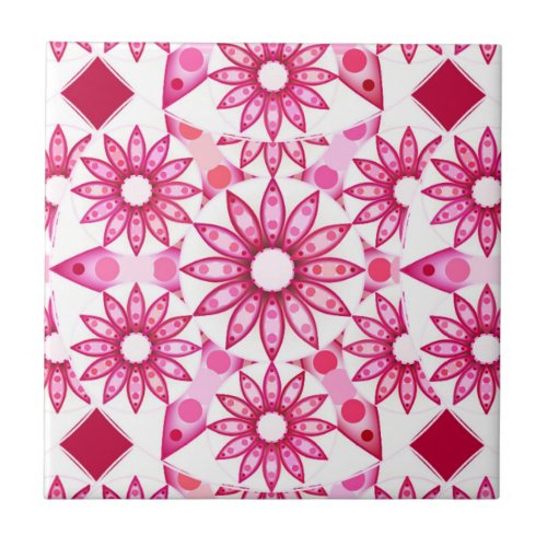 Mandala pattern in shades of pink maroon tile