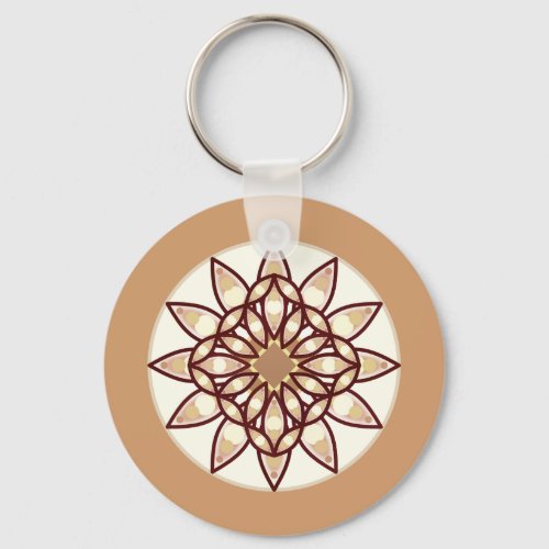 Mandala Pattern in Tan and Chocolate Brown Keychain