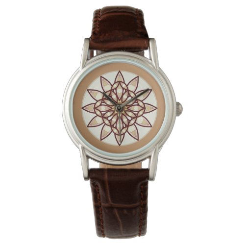 Mandala Pattern in Tan and Chocolate Brown  Watch