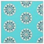 Mandala pattern in turquoise, cream, and navy fabric