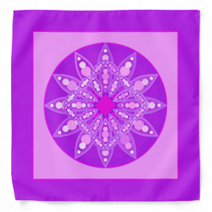Mandala pattern in violet, orchid and pink bandana