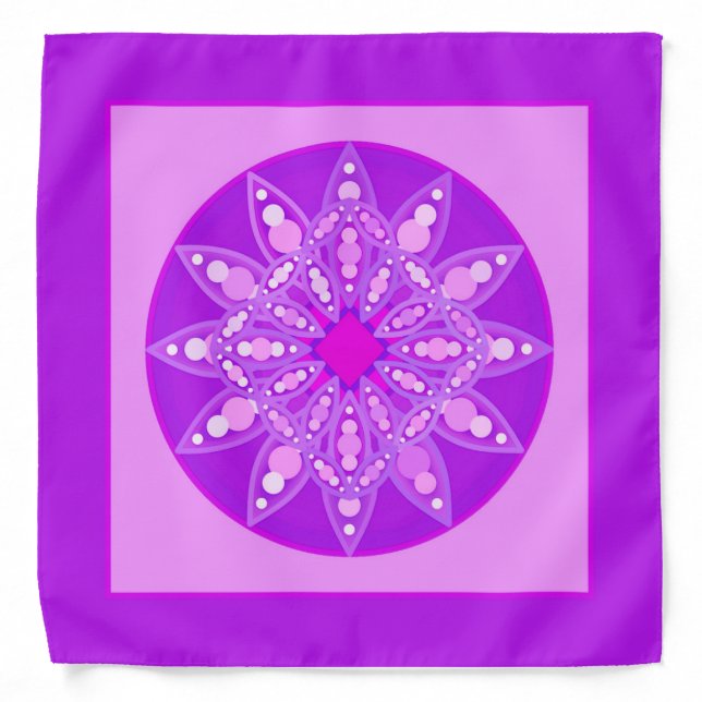 Mandala pattern in violet, orchid and pink bandana (Front)