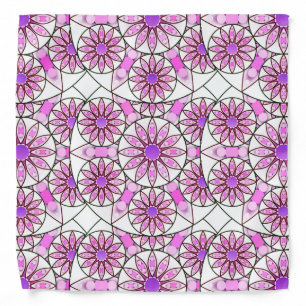 Mandala pattern, lavender, pink, hot pink, white bandana