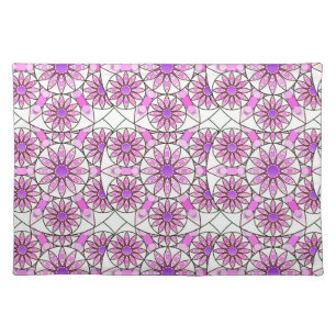 Mandala pattern, lavender, pink, hot pink, white cloth placemat