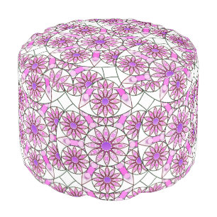 Mandala pattern, lavender, pink, hot pink, white pouf