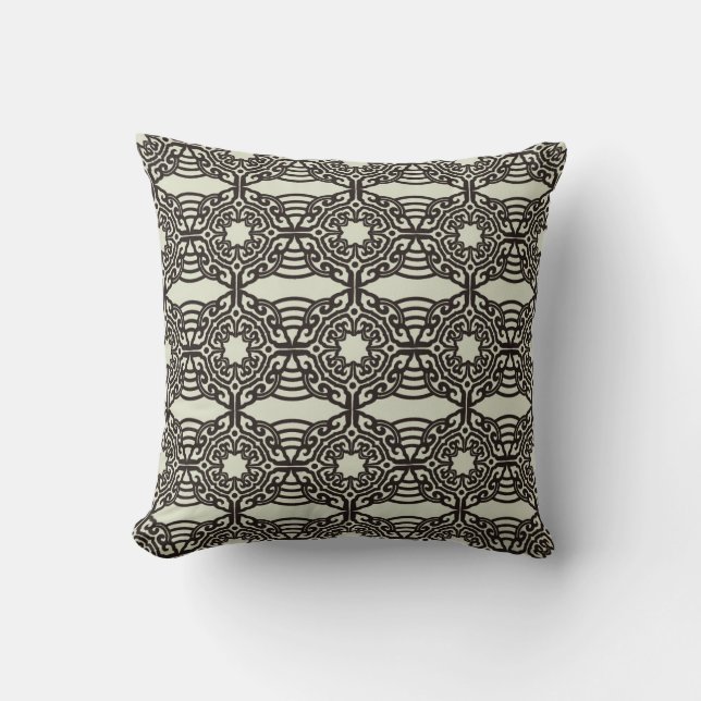 Mandala Pattern Pillow in Black (Front)