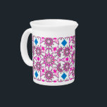 Mandala pattern, pink, hot pink, cobalt blue drink pitcher<br><div class="desc">Twelve point mandala pattern in shades of pink,  hot pink,  black and white accented with cobalt blue</div>