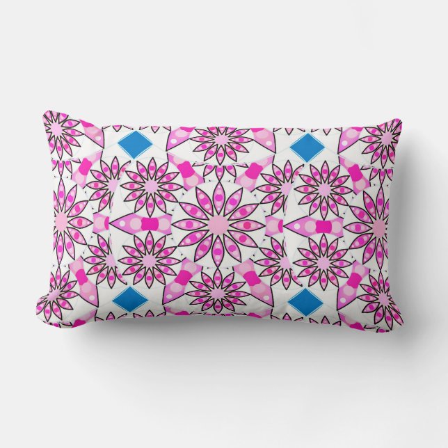 Mandala pattern, pink, hot pink, lumbar pillow (Front)