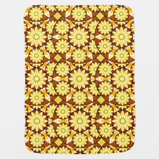Mandala pattern, shades of brown and gold baby blanket (Front)