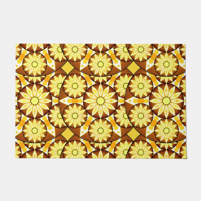 Mandala pattern, shades of brown and gold doormat (Front)
