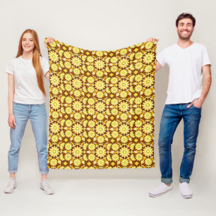Mandala Pattern, Shades of Brown and Gold Fleece Blanket