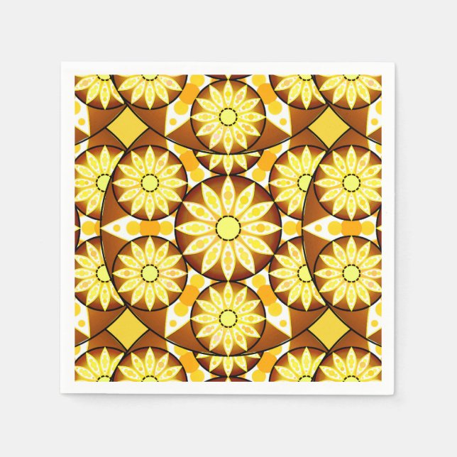 Mandala pattern, shades of brown and gold napkins (Front)