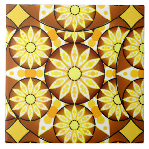 Mandala pattern, shades of brown and gold tile