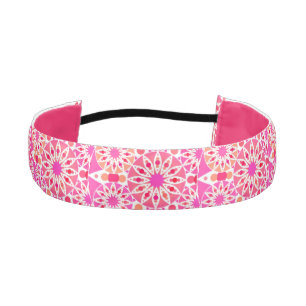 Mandala pattern, shades of pink and coral athletic headband
