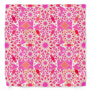 Mandala pattern, shades of pink and coral bandana