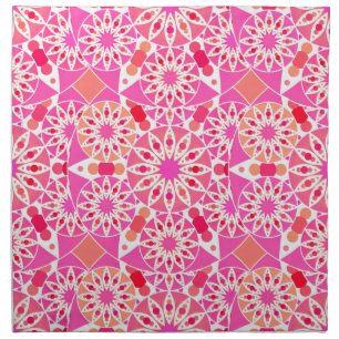 Mandala pattern, shades of pink and coral cloth napkin