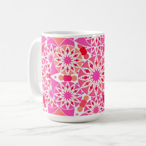 Mandala pattern shades of pink and coral coffee mug