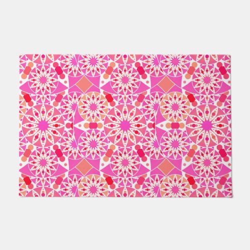 Mandala pattern shades of pink and coral doormat