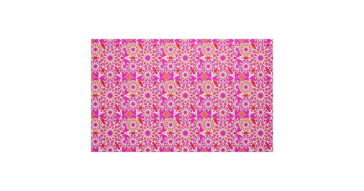 Mandala pattern, shades of pink and coral fabric | Zazzle
