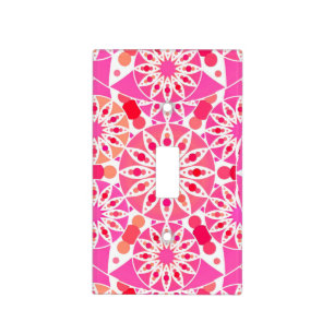 Mandala pattern, shades of pink and coral light switch cover