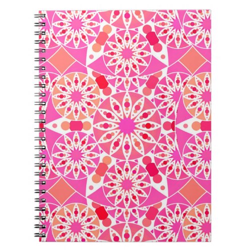 Mandala pattern shades of pink and coral notebook