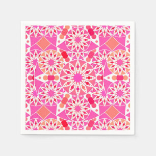 Mandala pattern, shades of pink and coral paper napkins