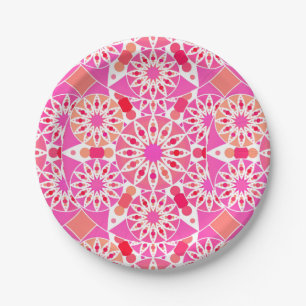 Mandala pattern, shades of pink and coral paper plates