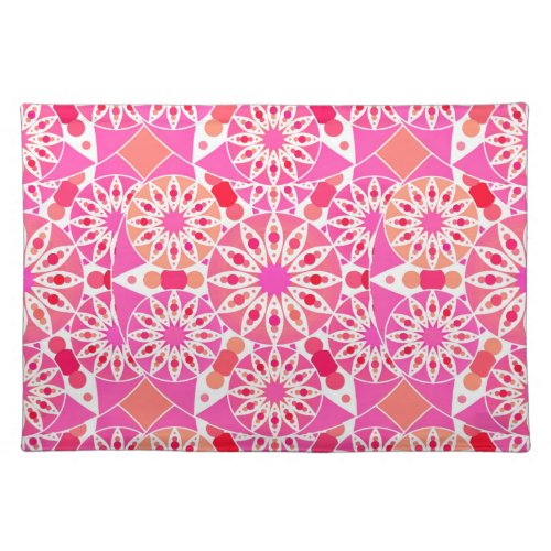 Mandala pattern shades of pink and coral placemat