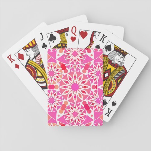 Mandala pattern shades of pink and coral poker cards