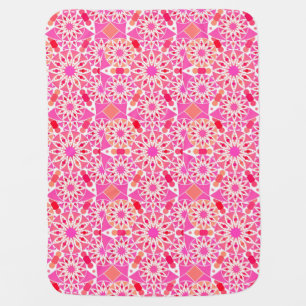 Mandala pattern, shades of pink and coral receiving blanket