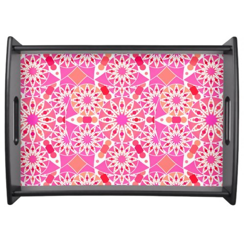 Mandala pattern shades of pink and coral serving tray