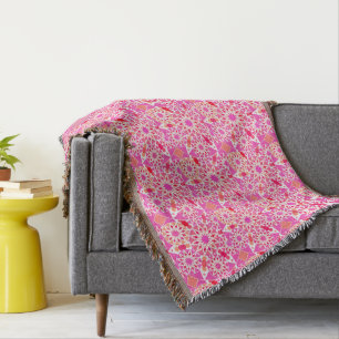 Mandala pattern, shades of pink and coral throw blanket