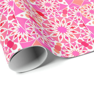Mandala pattern, shades of pink and coral wrapping paper