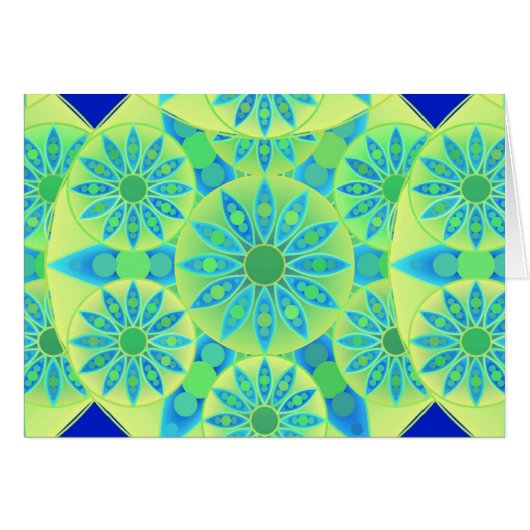 Mandala pattern, turquoise, blue, lime green cards (Front Horizontal)