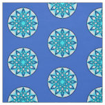 Mandala pattern, turquoise, cobalt blue and white fabric