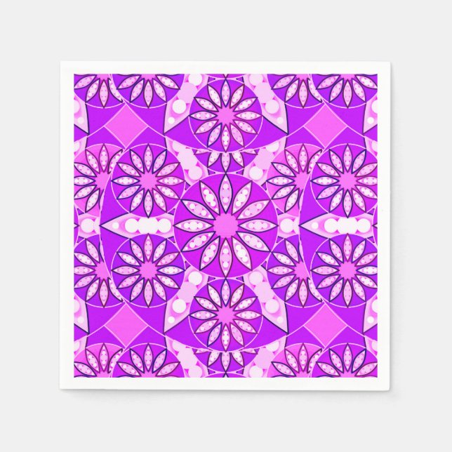 Mandala pattern, violet, orchid and pink napkins (Front)
